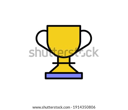 Winning cup flat icon. Thin line signs for design logo, visit card, etc. Single high-quality outline symbol for web design or mobile app. Business outline pictogram.