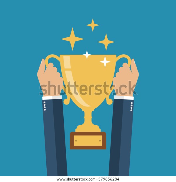 Winning Cup His Hands Symbol Success Stock Vector (Royalty Free) 379856284