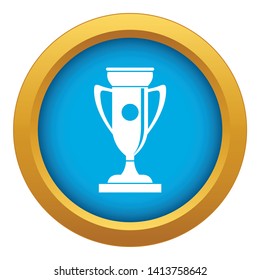 Winning cup icon blue vector isolated on white background for any design