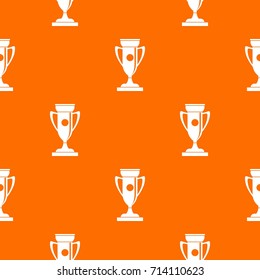 Winning cup pattern repeat seamless in orange color for any design. Vector geometric illustration