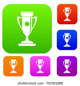 Winning cup set icon in different colors isolated vector illustration. Premium collection