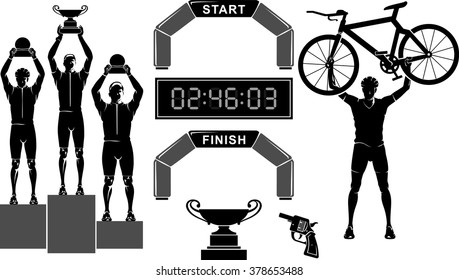Winning Cyclist Racer and isolated objects