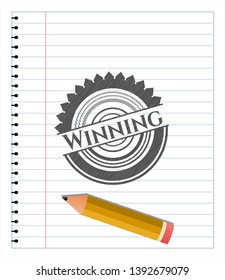 Winning drawn with pencil strokes. Vector Illustration. Detailed.