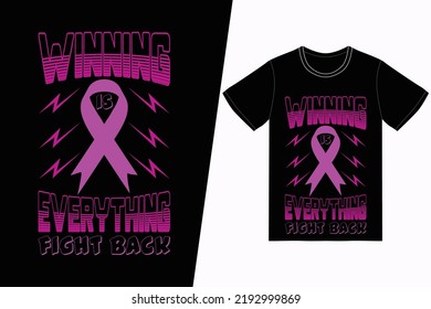 Gewinnen ist alles, um Brustkrebs-Bewusstseinsbildung zu bekämpfen. Design-Vektorgrafik für Fahrrad-T-Shirt. Für T-Shirt-Druck und andere Verwendungen.