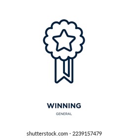 Gewinnersymbol aus der allgemeinen Kollektion. Dünne lineare Gewinner, gewinnen, Preisumriss Symbol einzeln auf weißem Hintergrund. Zeilenkrebszeichen, Symbol für Web und Mobile
