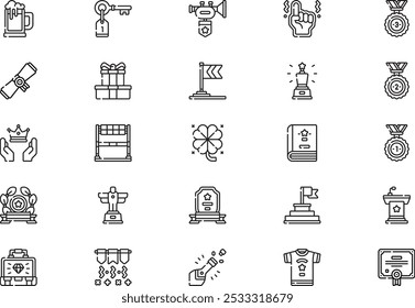 Winning icons collection is a vector illustration with editable stroke.