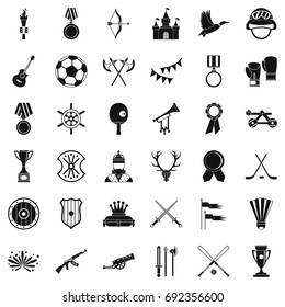 Winning icons set. Simple style of 36 winning vector icons for web isolated on white background