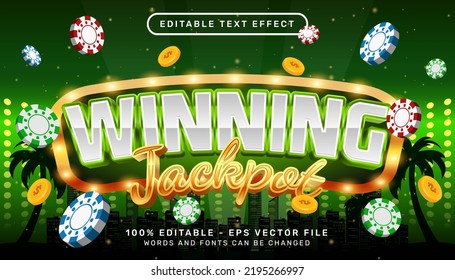 winning jackpot 3d text effect and editable text effect