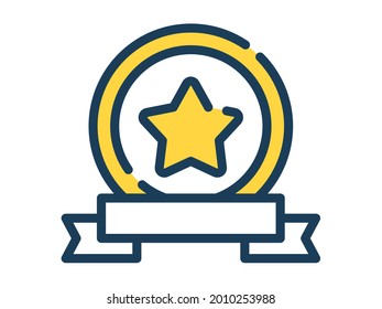 etiqueta ganadora un icono aislado con una ilustración vectorial de estilo de línea con guión o línea discontinua