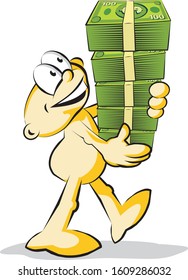 Winning man in business. Concept of rich and successful businessman. Cardboard style image of a lottery winner. Vector illustration in EPS 10.