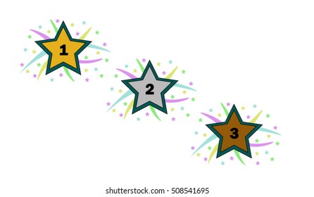 Winning place. First Second thinrd. Gold silver bronze