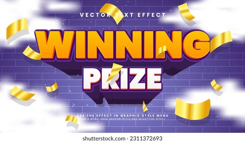 Winning prize 3d editable text style effect. Elegant purple vector text effect.