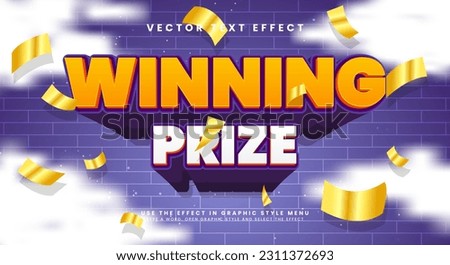 Winning prize 3d editable text style effect. Elegant purple vector text effect.