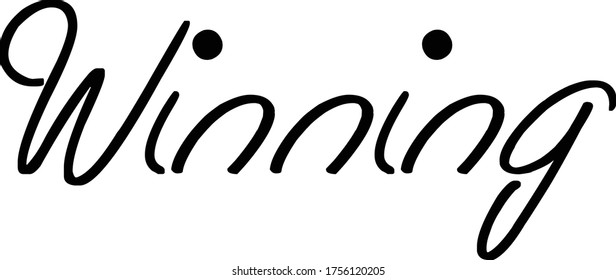 Cita ganadora. Texto moderno de caligrafía. Ilustración dibujada a mano por vectores en blanco y negro