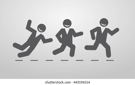 Winning the race business concept. business competition. people on a treadmill. Vector illustration.  Eps10.