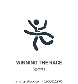Winning the race glyph icon vector on white background. Flat vector winning the race icon symbol sign from modern sports collection for mobile concept and web apps design.