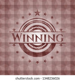 Winning red seamless geometric emblem.
