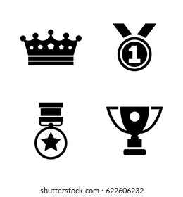 Winning. Simple Related Vector Icons Set for Video, Mobile Apps, Web Sites, Print Projects and Your Design. Black Flat Illustration on White Background.