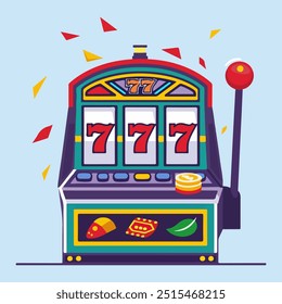 Winning Slot Machine Illustration, ideal for casino, gambling, or luck-themed designs