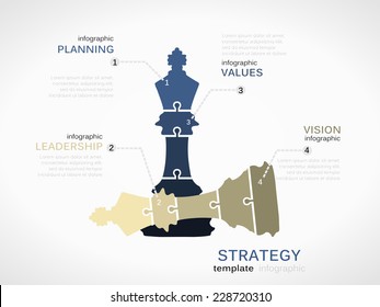 Winning strategy concept. Infographic template with chess pieces