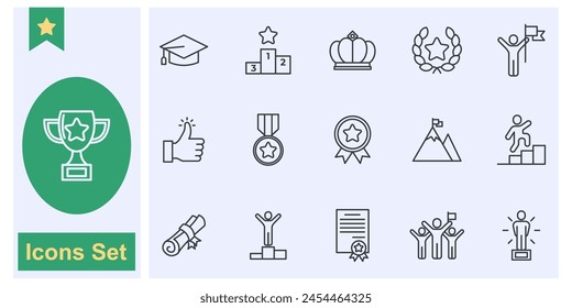 winning succes icon set symbol collection, logo isolated vector illustration