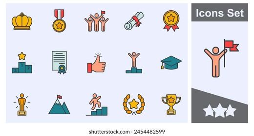 winning succes icon set symbol collection, logo isolated vector illustration