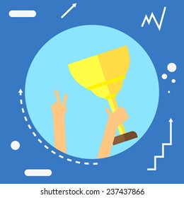 Winning Symbol. Start up triumph. Award symbol. Vector illustration if flat style design.