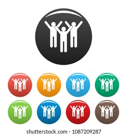 Winning teamwork icon. Simple illustration of winning teamwork vector icons set color isolated on white