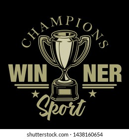winning trophy designs black background, with vector style suitable for your needs