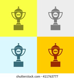 Winning Trophy Icon on Four Different Backgrounds. Eps-10.