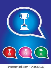 Winning Trophy Icon on The Speech Bubble