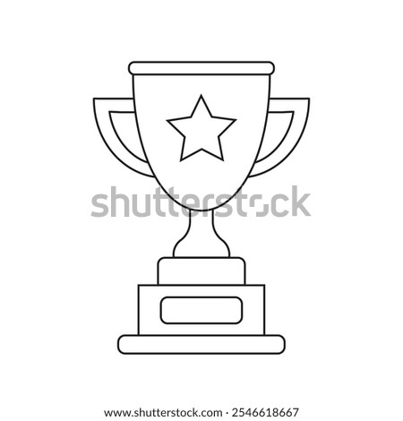 winning trophy outline vector on white background