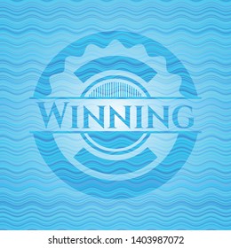Winning water wave representation badge. Vector Illustration. Detailed.