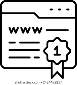 Winning websites or web awards vector outline design, Web design and Development symbol, user interface or graphic sign, website builder illustration, world wide web achievement certificate concept
