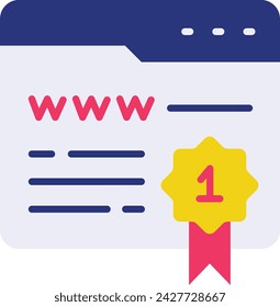 Winning websites or web awards vector icon design, Webdesign and Development symbol, user interface or graphic sign, website engineering illustration, world wide web achievement certificate concept