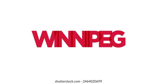 Winnipeg in the Canada emblem. The design features a geometric style, vector illustration with bold typography in a modern font. The graphic slogan lettering.