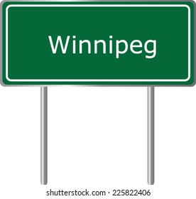 Winnipeg, Canada, road sign green vector illustration, road table