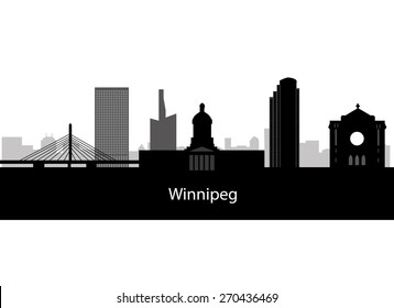 Winnipeg, Canada skyline. Detailed city silhouette. Vector illus