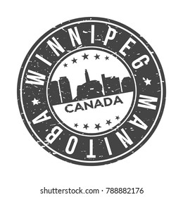 Winnipeg Manitoba Canada America Stamp. Logo Icon Symbol Design Skyline City Vector.