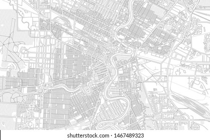Winnipeg, Manitoba, Canada, bright outlined vector map with bigger and minor roads and steets created for infographic backgrounds.