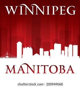 Winnipeg Manitoba Canada city skyline silhouette. Vector illustration