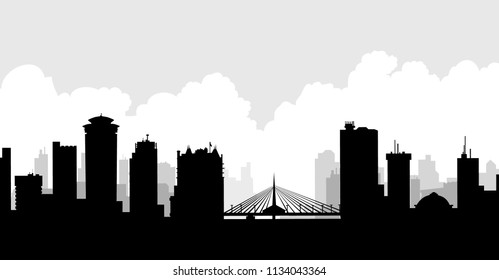 Winnipeg Morning City Skyline vector illustration.