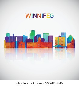 Winnipeg skyline silhouette in colorful geometric style. Symbol for your design. Vector illustration.