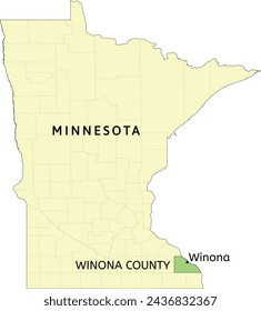 Winona County and city of Winona location on Minnesota state map