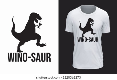 T-Shirt-Design mit Wino-Saur für Weinlover