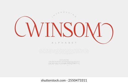 Winsom typography beauty fashion elegant minimalist serif italic fonts decorative wedding vintage retro logos. Minimal luxury font alphabet logo. Vector illustration