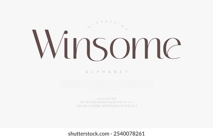 Winsome tipografia beleza moda elegante minimalista serif italic fontes decorativo casamento vintage retro logos. Logotipo de fonte de luxo mínimo alfabeto. Ilustração vetorial