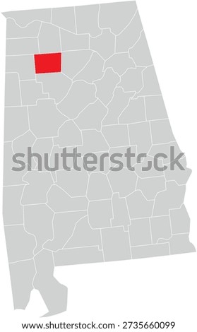 Winston County on Alabama State Map Editable Vector
