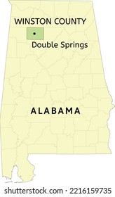 Winston County and town of Double Springs location on Alabama state map