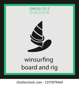 winsurfing board and rig  vector icon